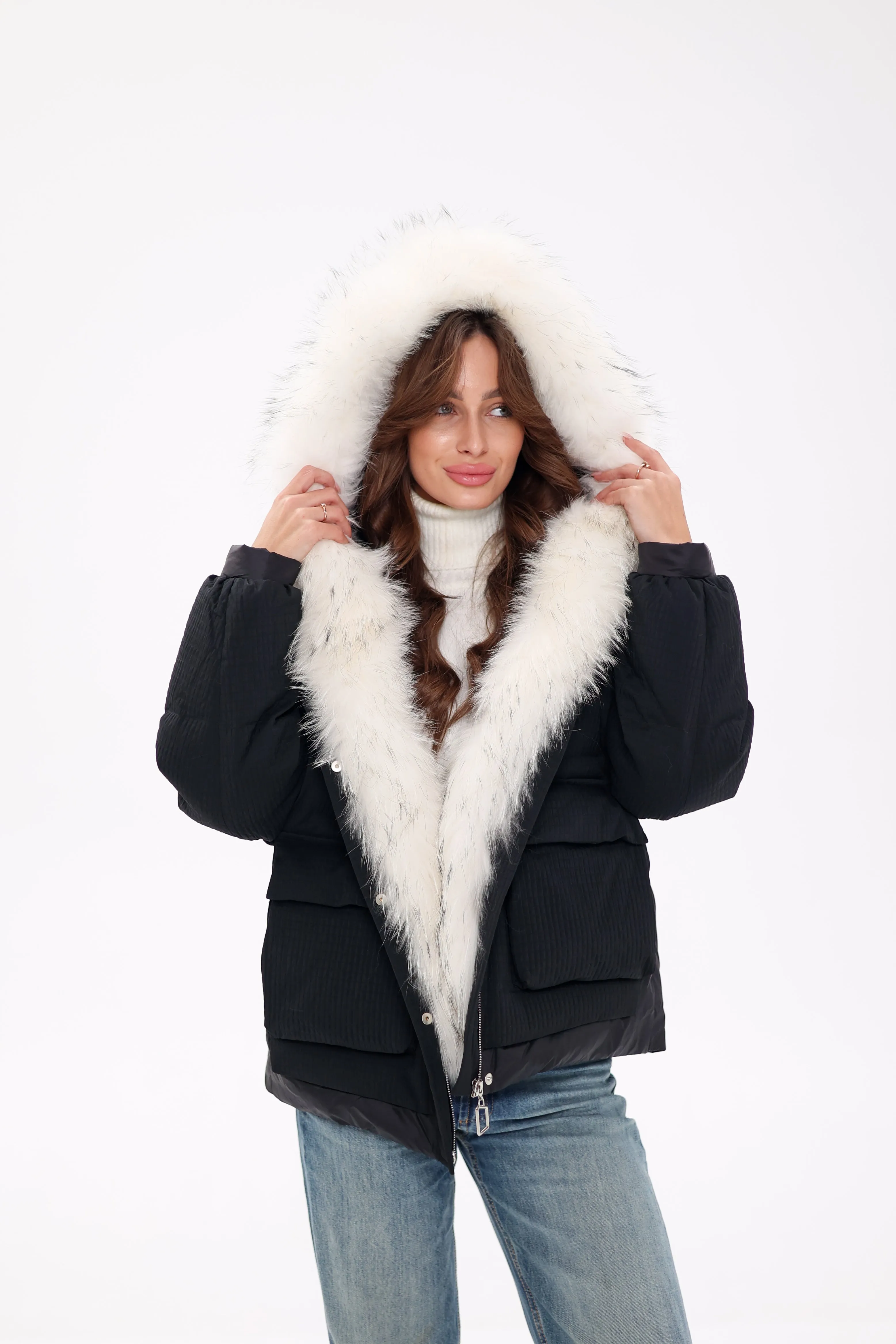 Pre-Order. Ships November 20. Genuine Fox Fur Cropped Down Fill Parka