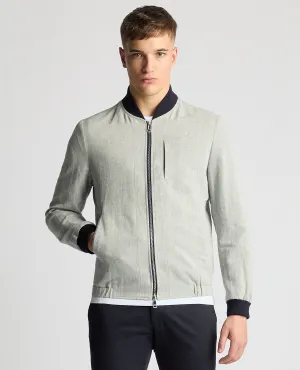 Regular Fit Linen Blend Bomber Jacket