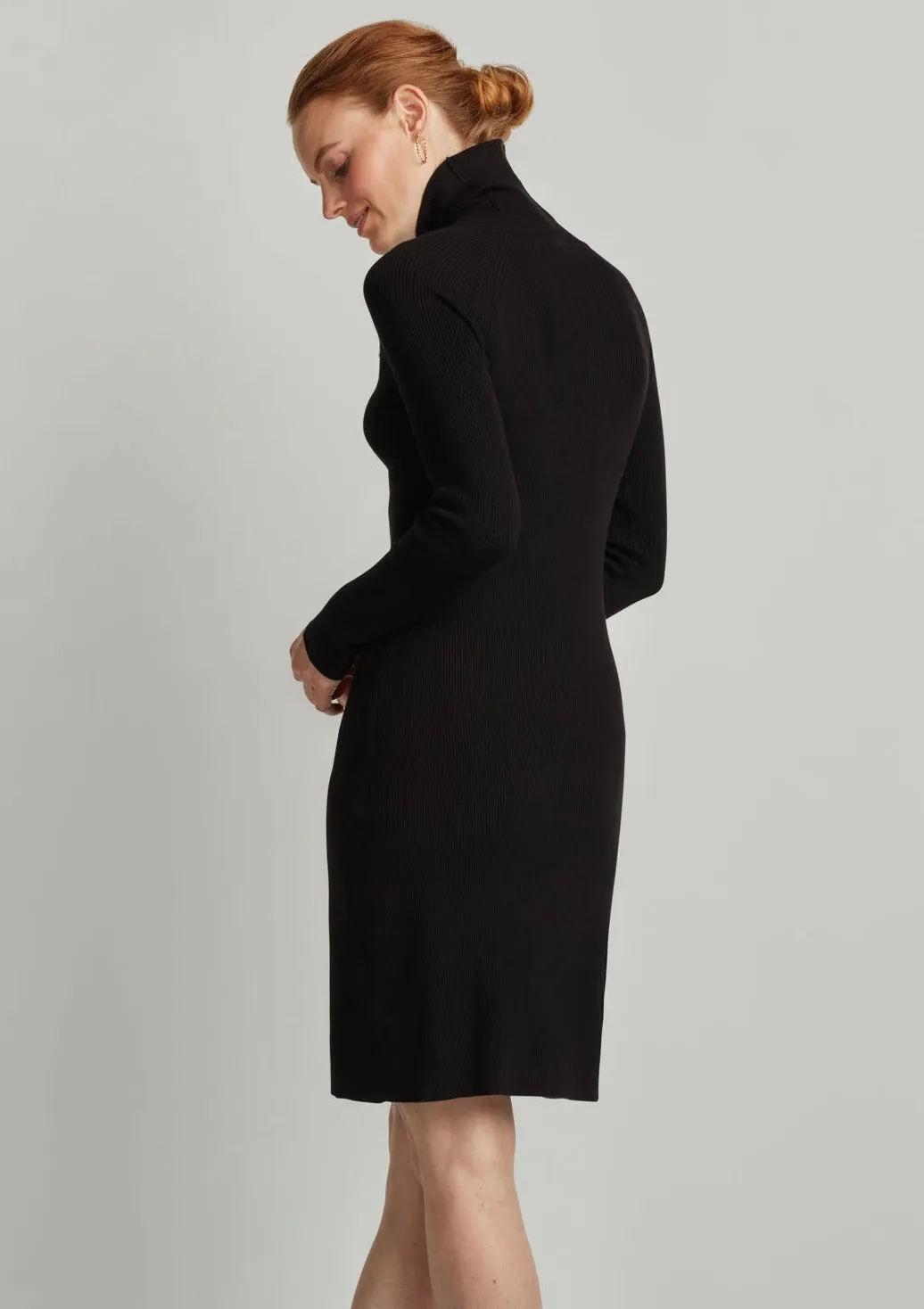 RIB KNIT TURTLENECK CONTOUR DRESS