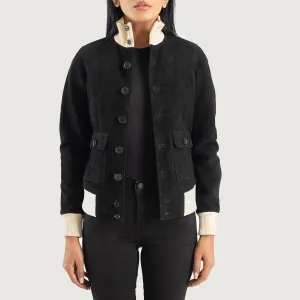 Sasha A1 Black Suede Bomber Jacket