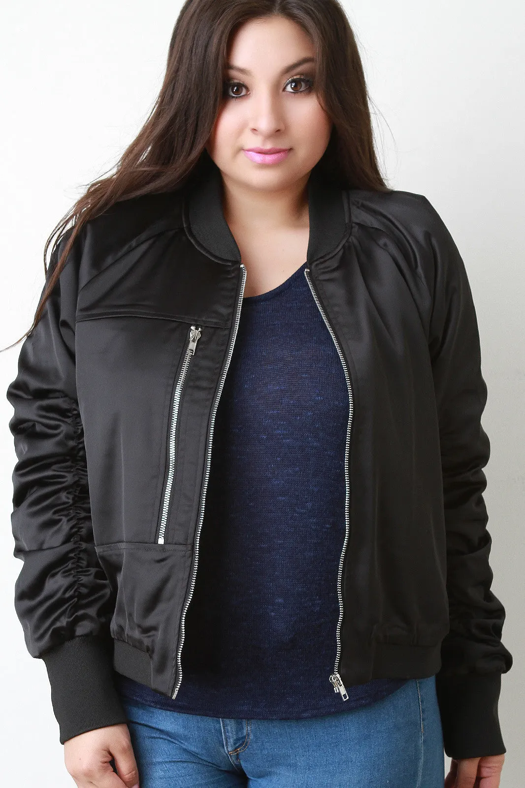 Silky Single Pocket Bomber Jacket