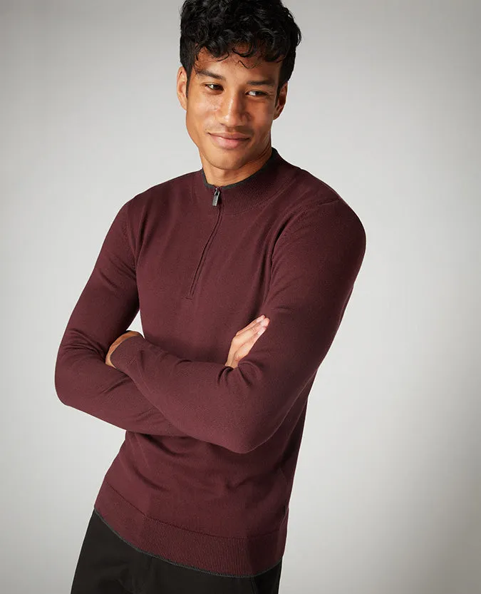 Slim Fit Cotton-Blend Half-Zip Sweater