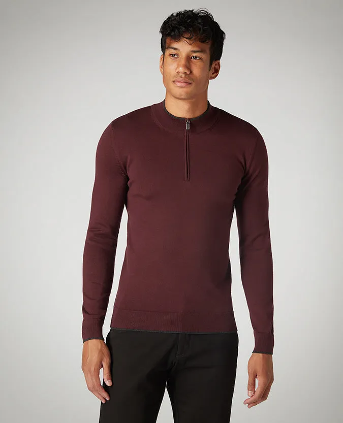 Slim Fit Cotton-Blend Half-Zip Sweater