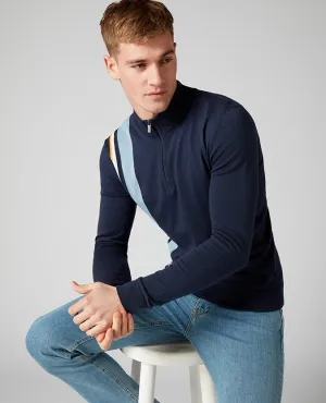 Slim Fit Knitted Cotton Half Zip Sweater