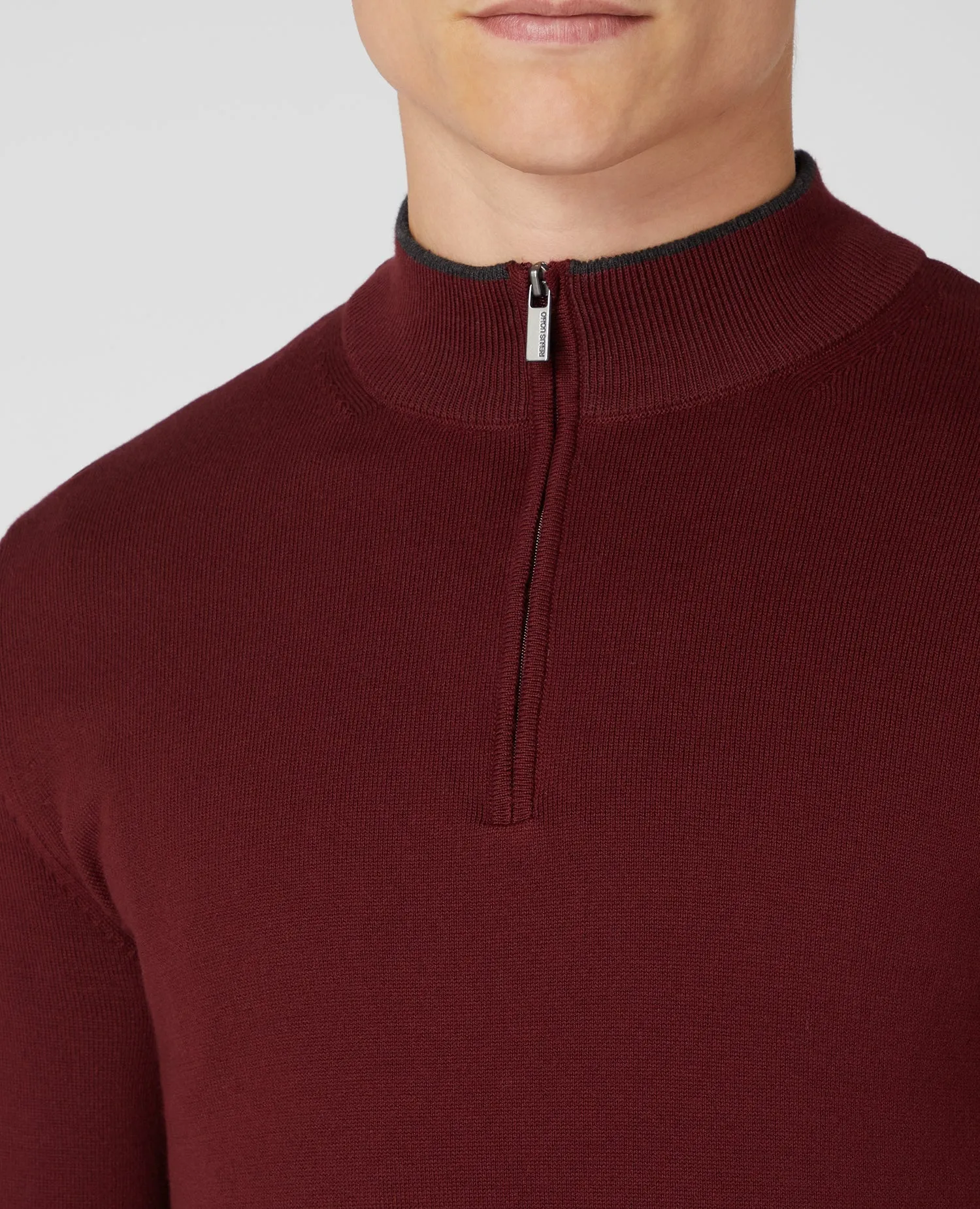 Slim Fit Merino Cotton-Blend Half-Zip Sweater