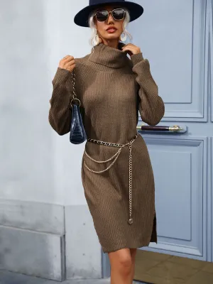 Women’s Turtleneck Knit Jumper Sweater Dress