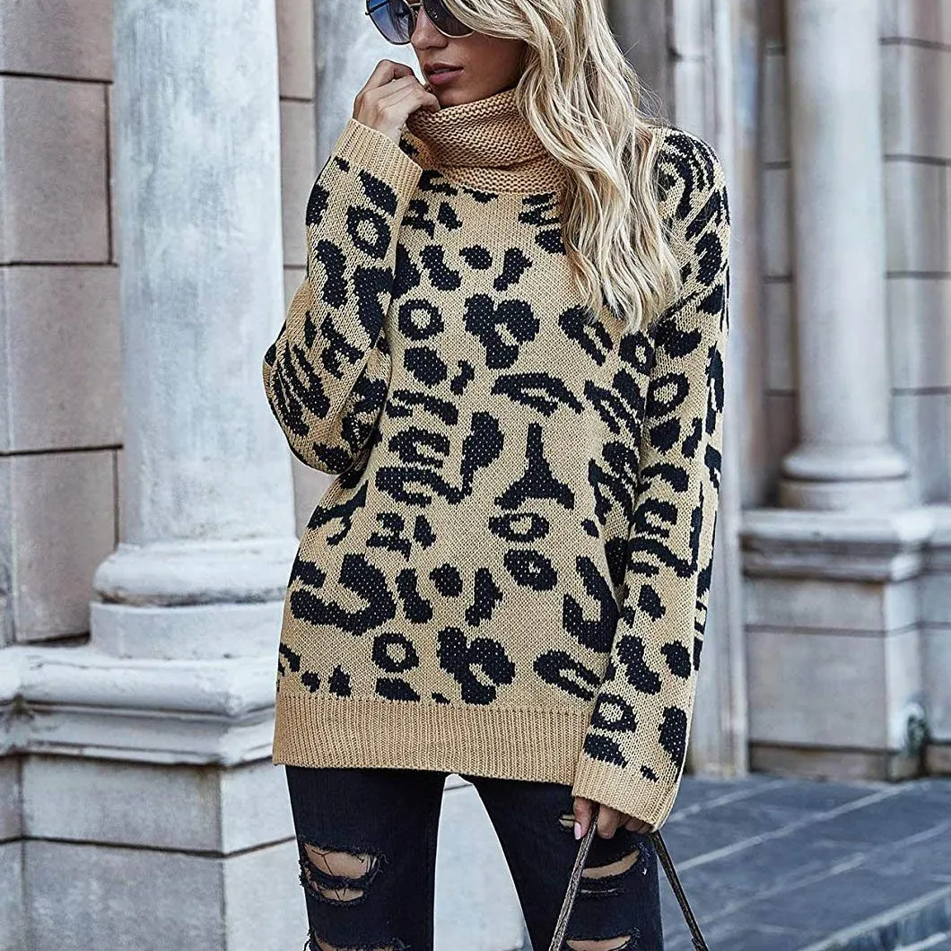 Women's Turtleneck Knitted Sweater Long Sleeves