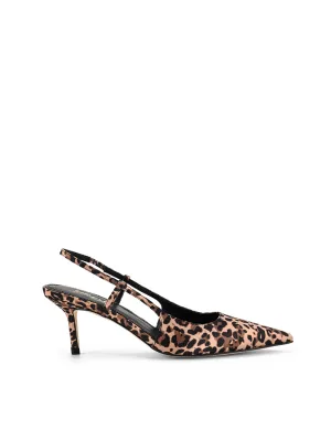 Yohana Heeled Slingback - Leopard Satin