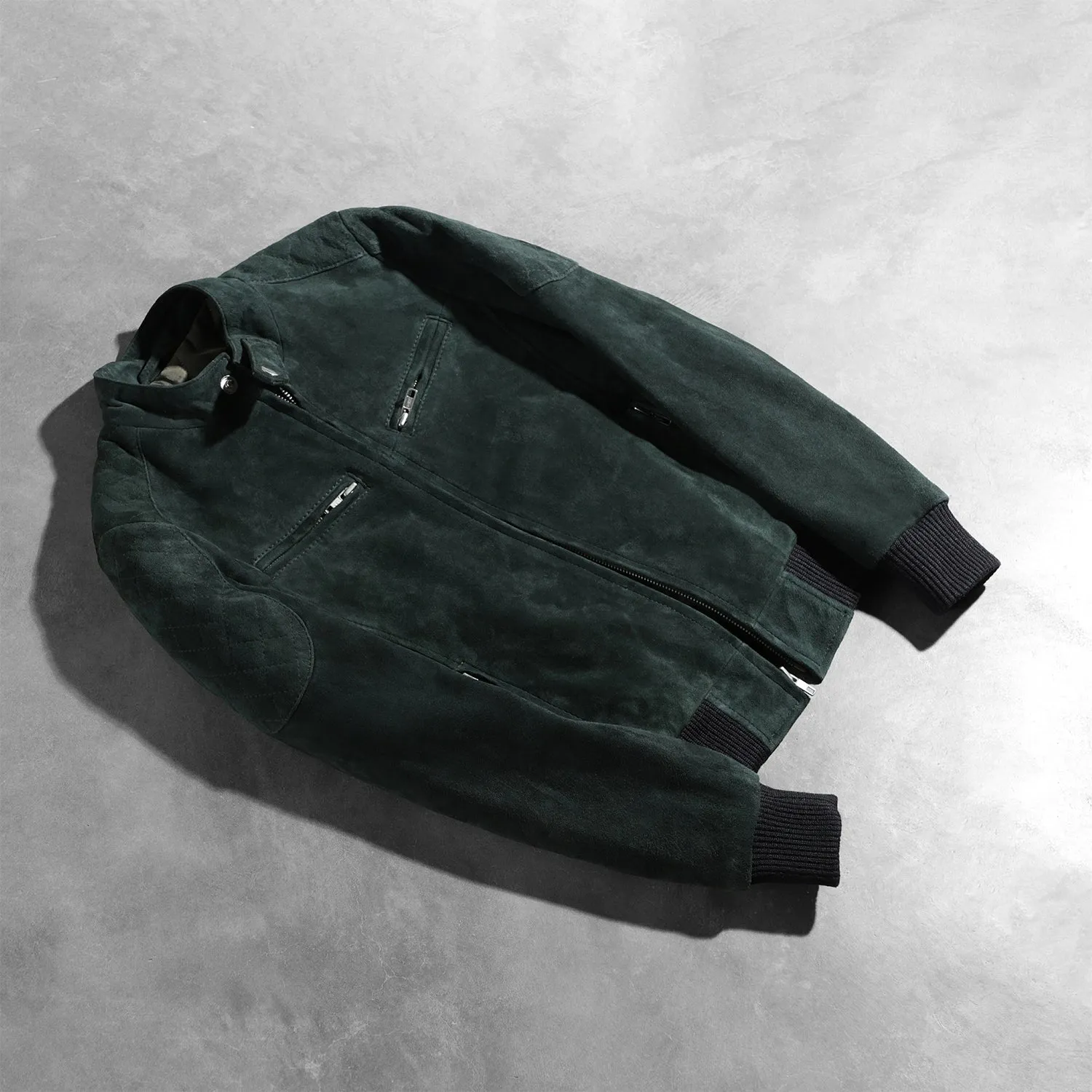 Zenna Green Suede Bomber Jacket