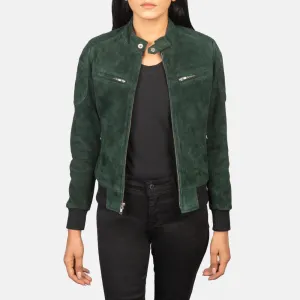 Zenna Green Suede Bomber Jacket